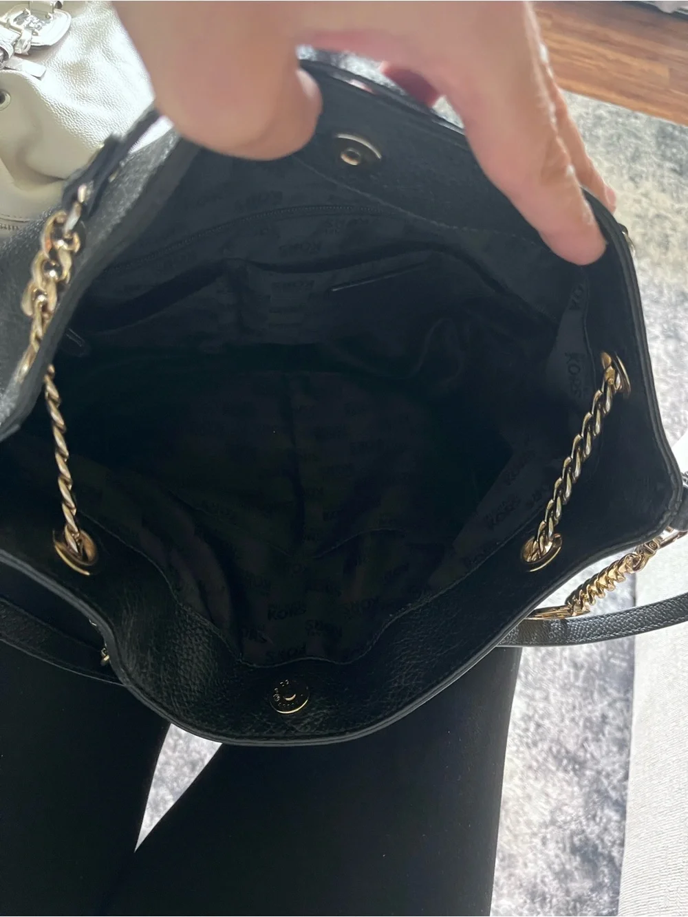 Michael Kors Black Satchel with Gold Chain Accents